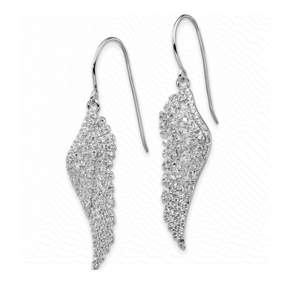 Sterling Silver CZ Angel Wing Dangle Earrings – view 3