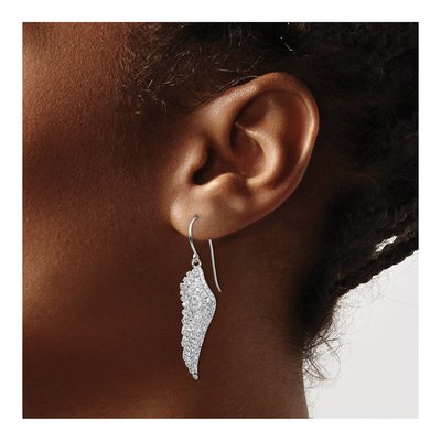 Sterling Silver CZ Angel Wing Dangle Earrings – view 4