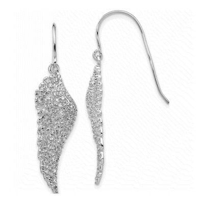 Sterling Silver CZ Angel Wing Dangle Earrings