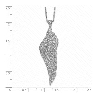 Sterling Silver CZ Angel Wing Pendant Necklace – view 3