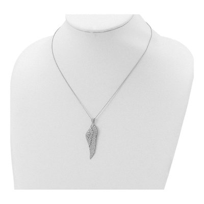 Sterling Silver CZ Angel Wing Pendant Necklace – view 4