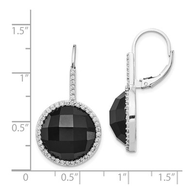 Sterling Silver CZ Halo Leverback Earrings – view 5