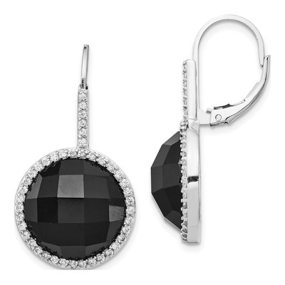 Sterling Silver CZ Halo Leverback Earrings