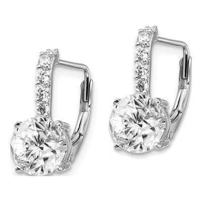 Sterling Silver CZ Leverback Earrings – view 3