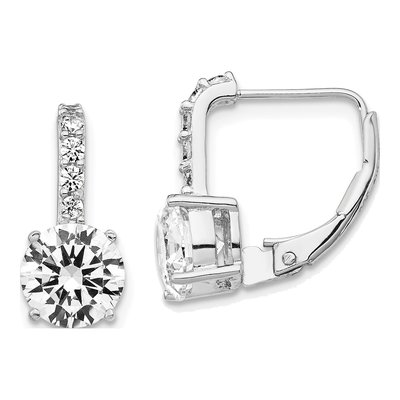 Sterling Silver CZ Leverback Earrings
