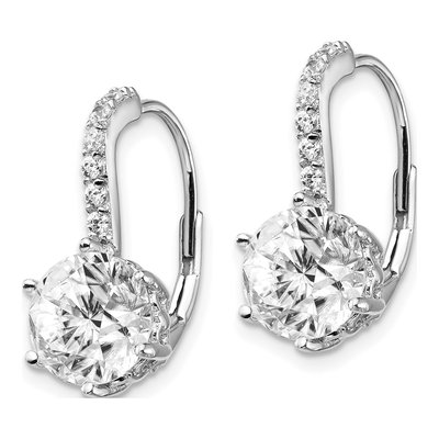 Sterling Silver CZ Leverback Earrings – view 3