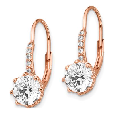 Rose Gold-Plated Sterling Silver CZ Leverback Earrings – view 3