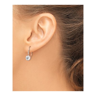 Rose Gold-Plated Sterling Silver CZ Leverback Earrings – view 5