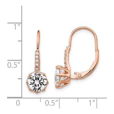 Rose Gold-Plated Sterling Silver CZ Leverback Earrings – view 7