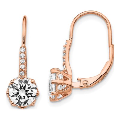 Rose Gold-Plated Sterling Silver CZ Leverback Earrings