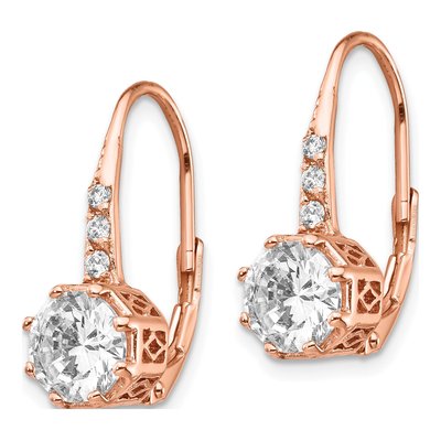 Rose Gold-Plated Sterling Silver CZ Leverback Earrings – view 3