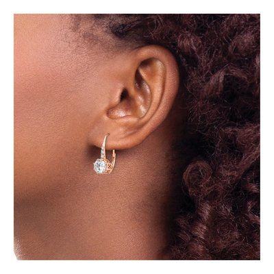 Rose Gold-Plated Sterling Silver CZ Leverback Earrings – view 5
