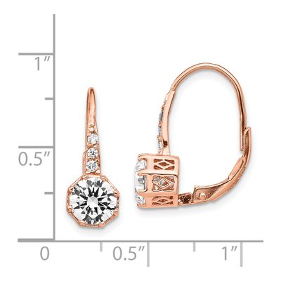 Rose Gold-Plated Sterling Silver CZ Leverback Earrings – view 7
