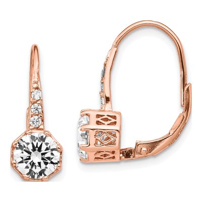 Rose Gold-Plated Sterling Silver CZ Leverback Earrings