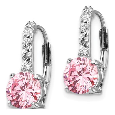 Sterling Silver CZ Leverback Earrings – view 3