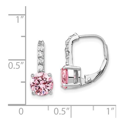 Sterling Silver CZ Leverback Earrings – view 5