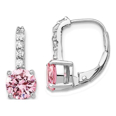 Sterling Silver CZ Leverback Earrings