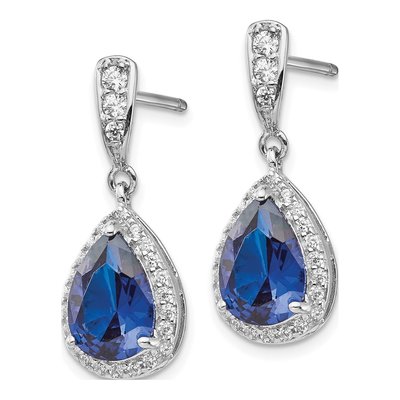 Sterling Silver CZ Teardrop Dangle Earrings – view 3