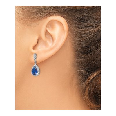 Sterling Silver CZ Teardrop Dangle Earrings – view 4