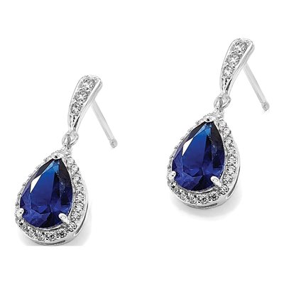 Sterling Silver CZ Teardrop Dangle Earrings – view 6