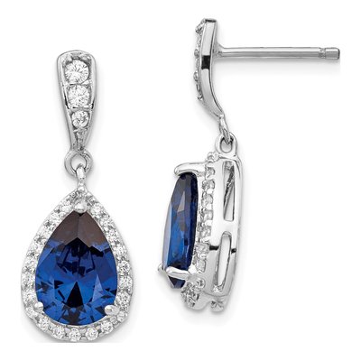 Sterling Silver CZ Teardrop Dangle Earrings