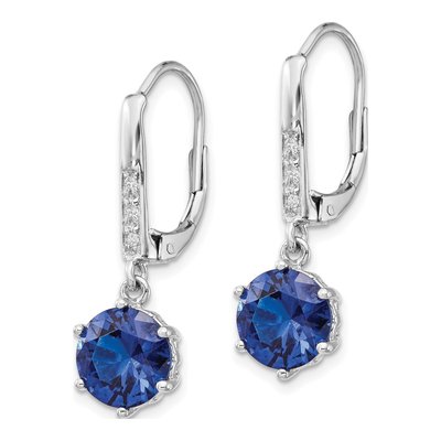 Sterling Silver CZ Leverback Earrings – view 3