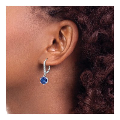 Sterling Silver CZ Leverback Earrings – view 4