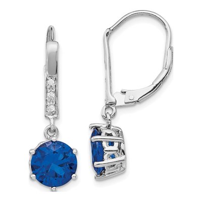 Sterling Silver CZ Leverback Earrings