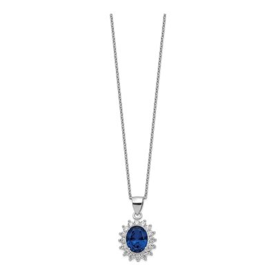 Sterling Silver CZ Halo Pendant Necklace – view 3