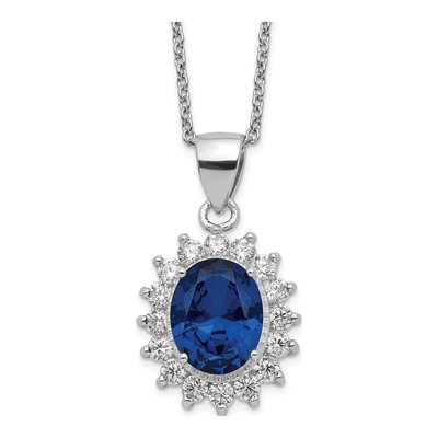 Sterling Silver CZ Halo Pendant Necklace