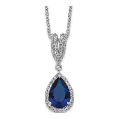 Sterling Silver CZ Halo Pendant Necklace