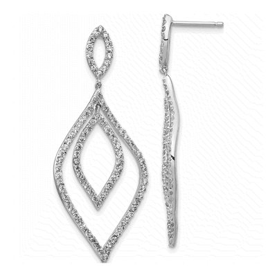 Sterling Silver CZ Flame Dangle Earrings