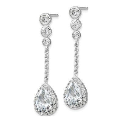 Sterling Silver CZ Dangle Earrings – view 3