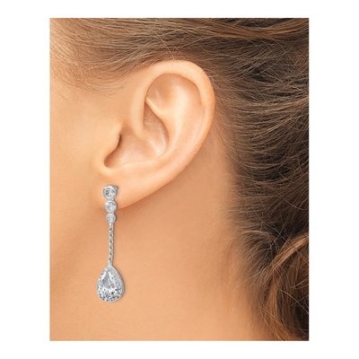 Sterling Silver CZ Dangle Earrings – view 4