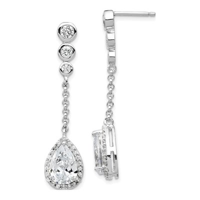 Sterling Silver CZ Dangle Earrings