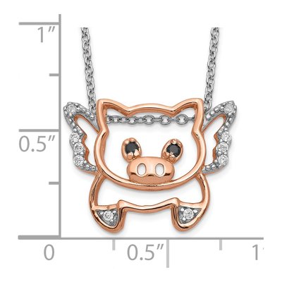 Rose Gold-Plated Sterling Silver CZ Flying Pig Pendant Necklace – view 3