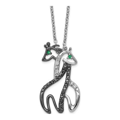 Sterling Silver CZ Giraffe Pendant Necklace