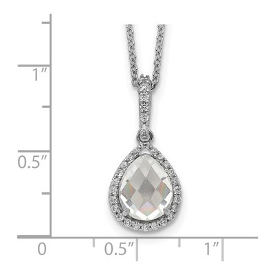 Sterling Silver CZ Halo Teardrop Pendant Necklace – view 4