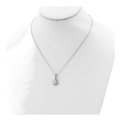 Sterling Silver CZ Halo Teardrop Pendant Necklace – view 5