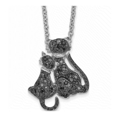 Sterling Silver CZ Cats Pendant Necklace