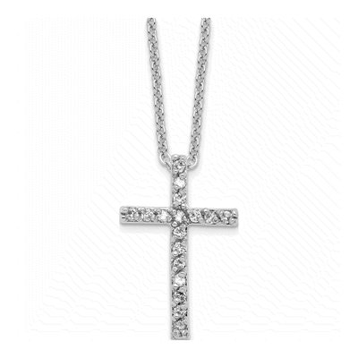 Sterling Silver CZ Cross Pendant Necklace
