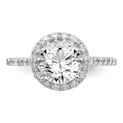 Sterling Silver CZ Halo Engagement Ring – view 6