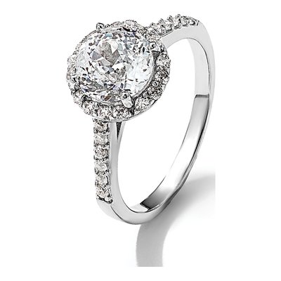 Sterling Silver CZ Halo Engagement Ring – view 8