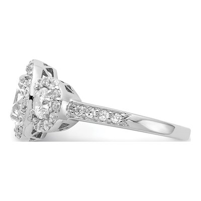 Sterling Silver CZ Three Halo Ring – view 4