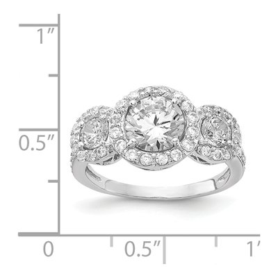 Sterling Silver CZ Three Halo Ring – view 5