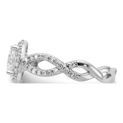 Sterling Silver CZ Halo Twist Ring – view 4