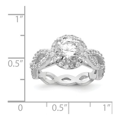 Sterling Silver CZ Halo Twist Ring – view 5
