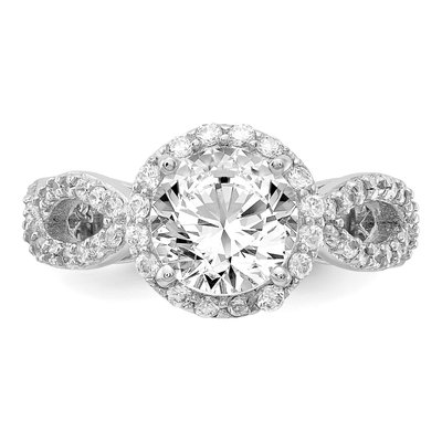 Sterling Silver CZ Halo Twist Ring – view 6
