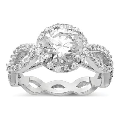 Sterling Silver CZ Halo Twist Ring
