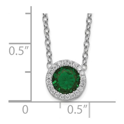 Sterling Silver CZ Glass Halo Pendant Necklace – view 3